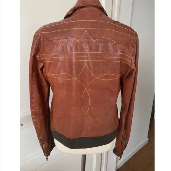 Golden Goose gorgeous brown leather jacket. Fabulous detailed stitching. Medium